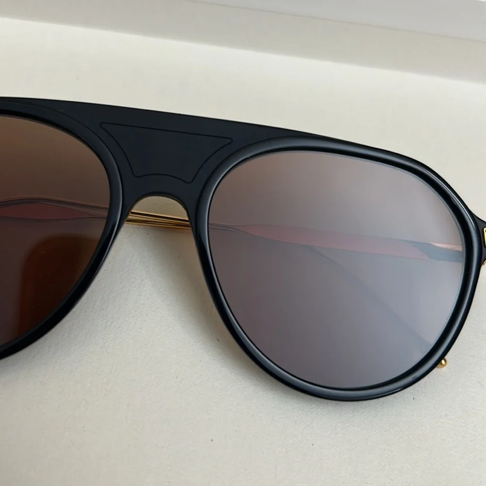 NIB THOM BROWNE TB-809 Aviator Sunglasses in Navy/Gold 55mm Made in Japan $650